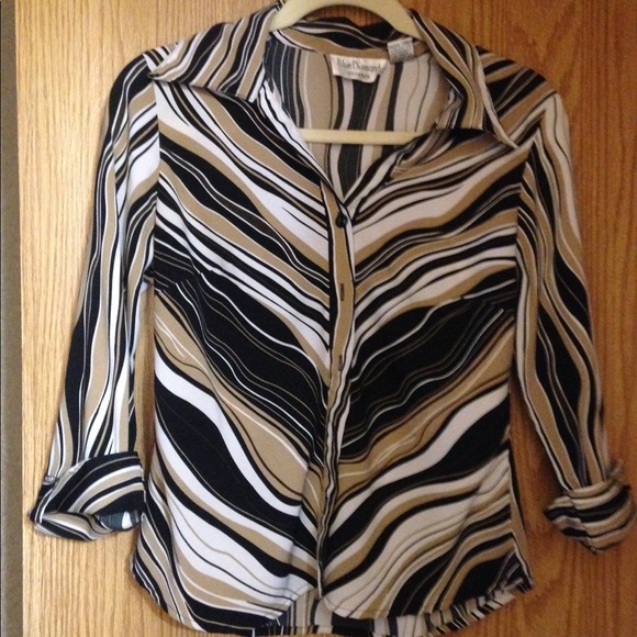 Beautiful black, cream and brown blouse - Picture 1 of 1